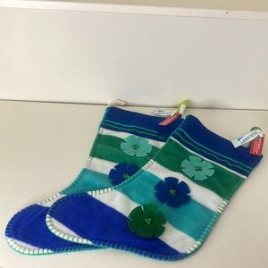 🎄2/$13🎄 (NEW) Old Navy Blue, Green, and White Christmas Stocking with Tags